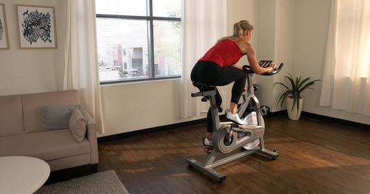 a woman is cycling