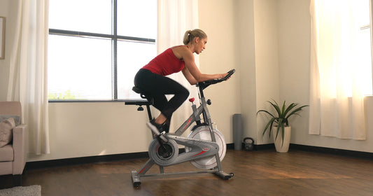 a woman is cycling