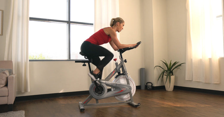 a woman is cycling