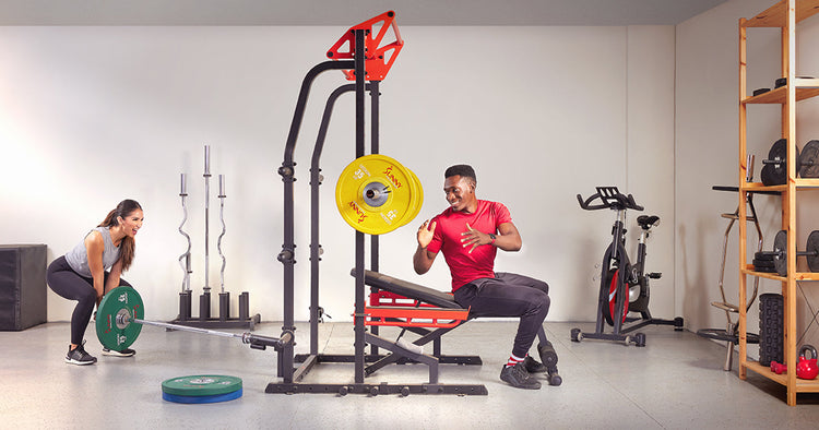 woman and man in home gym