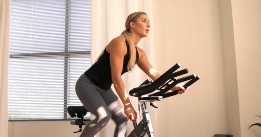 a woman is cycling