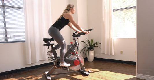 a woman is cycling
