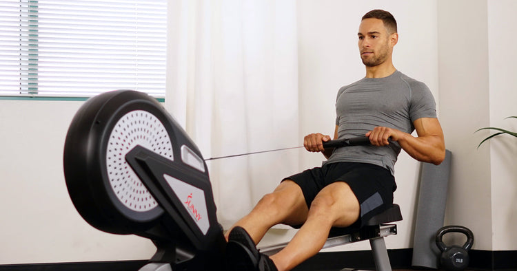 a man is rowing Sunny rower
