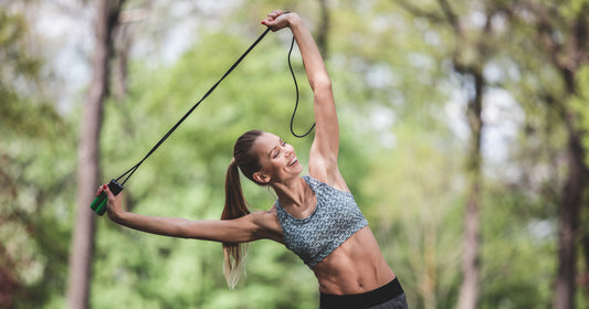 a woman is stretching muscle