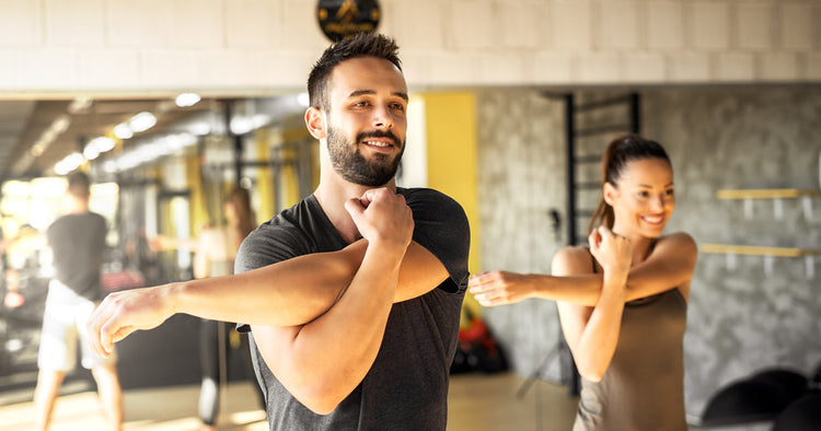 a man and a woman are working out