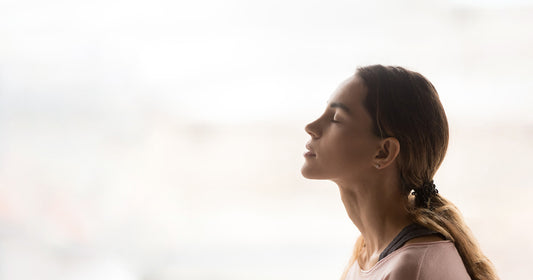 a lady is meditating