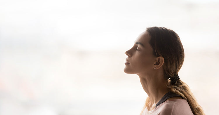a lady is meditating
