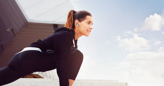 a woman is exercising