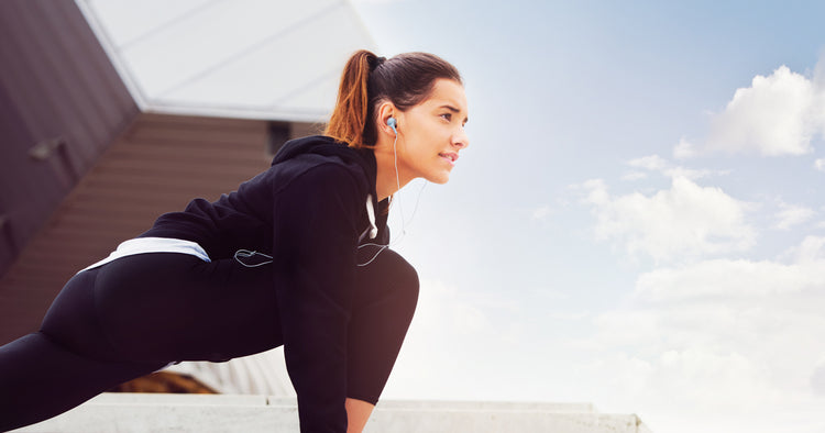 a woman is exercising
