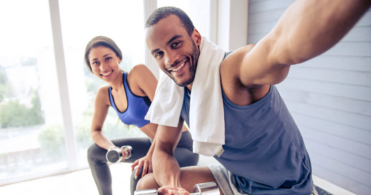 Man and woman embracing the joy of exercise