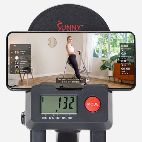 Device Holder | Includes a built-in device holder, enabling users to stay entertained & connected with their devices during workouts.