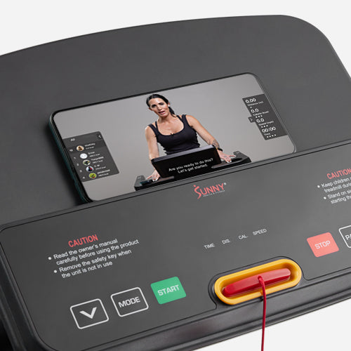 Device Holder | Securely place your smartphone or tablet on the built-in device holder, keeping your entertainment and fitness apps within easy reach.