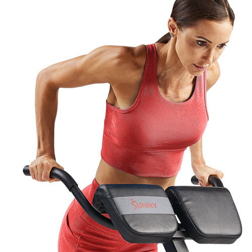 DIP BARS | The dual functionality of the Foldable Roman Chair allows you to focus on not only your core, glutes and back but also on your upper body as well with the integrated dip bars.