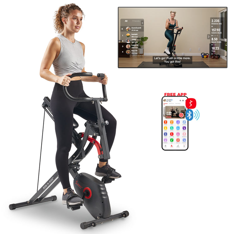 Smart 2 in 1 Upright Row-N-Ride® Squat Assist Trainer Machine and Exercise Bike
