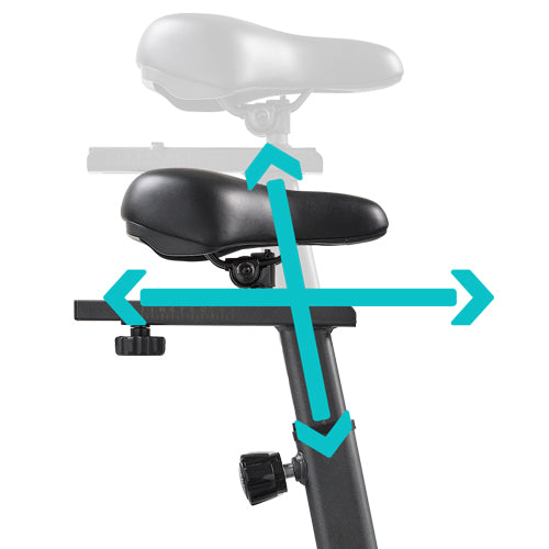 4-Way Adjustable Cushioned Seat | Customize your fit for comfort and posture. Forward/back, up/down, and tilt seat settings support 28"–35.8" inseams.