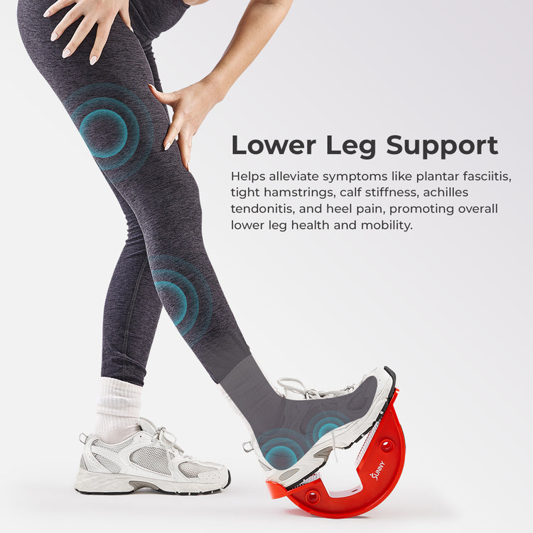 Calf & Hamstring Stretcher and Foot Rocker (Red)