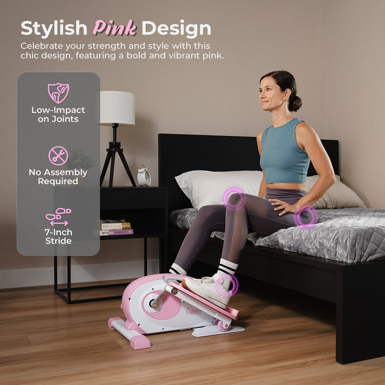 Smart Pink Under Desk Mini Elliptical Exercise Trainer