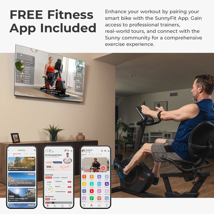 Smart Magnetic Heavy Duty Recumbent Bike with 350LB Weight Capacity