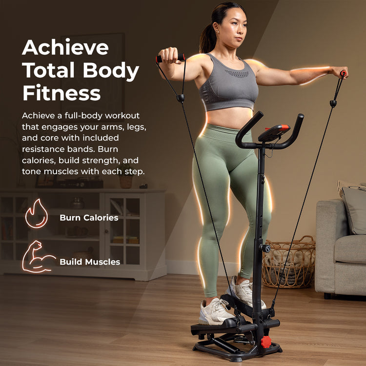 Smart Advanced Stair Exercise Stepper with Handlebar and Resistance Bands