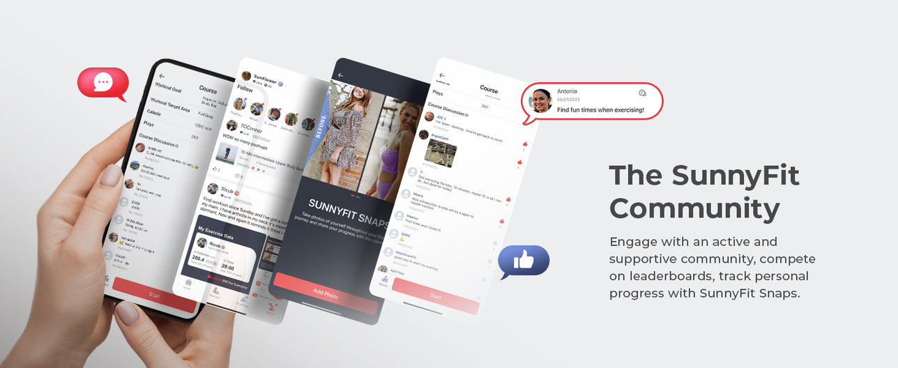 The SunnyFit Community | Engage with an active and supportive community, compete on leaderboards, and track personal progress with SunnyFit Snaps.
