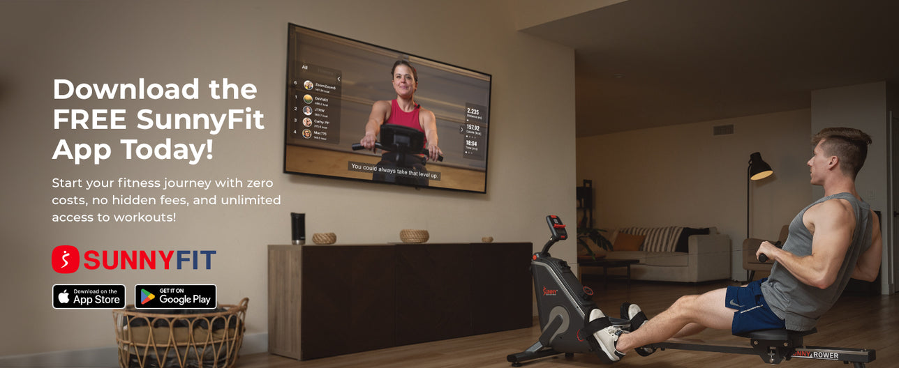 Join the SunnyFit App | Start your fitness journey with zero costs, no hidden fees, and unlimited access to workouts!