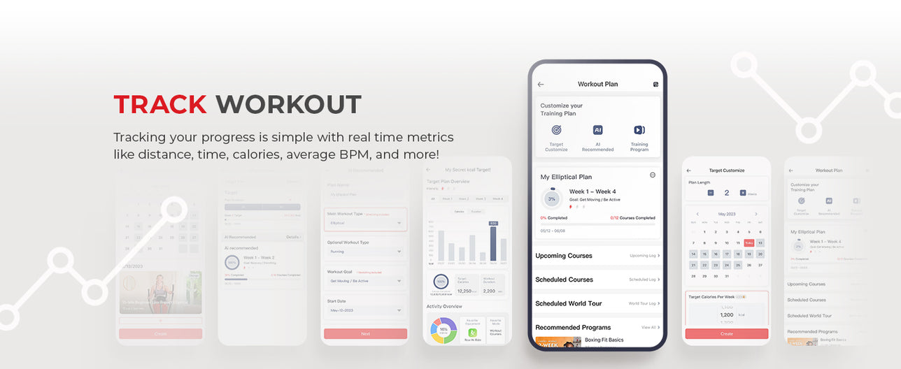 Track Workouts | Track Workout Plans - Tracking your progress is simple with real time metrics like distance, time, calories, average BPM and more!