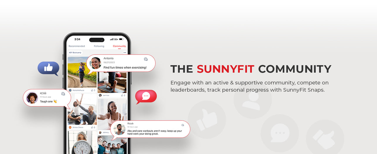The SunnyFIt Community | Engage with an active & supportive community, compete on leaderboards, track personal progress with SunnyFit Snaps.