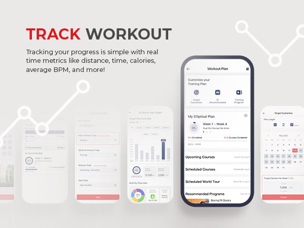 Track Workouts | Track Workout Plans - Tracking your progress is simple with real time metrics like distance, time, calories, average BPM and more!