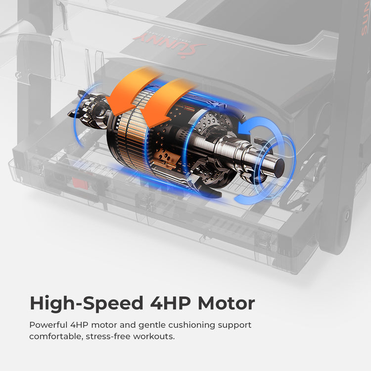 High-Speed 4HP Motor | Powerful 4HP motor and gentle cushioning support comfortable, stress-free workouts. 