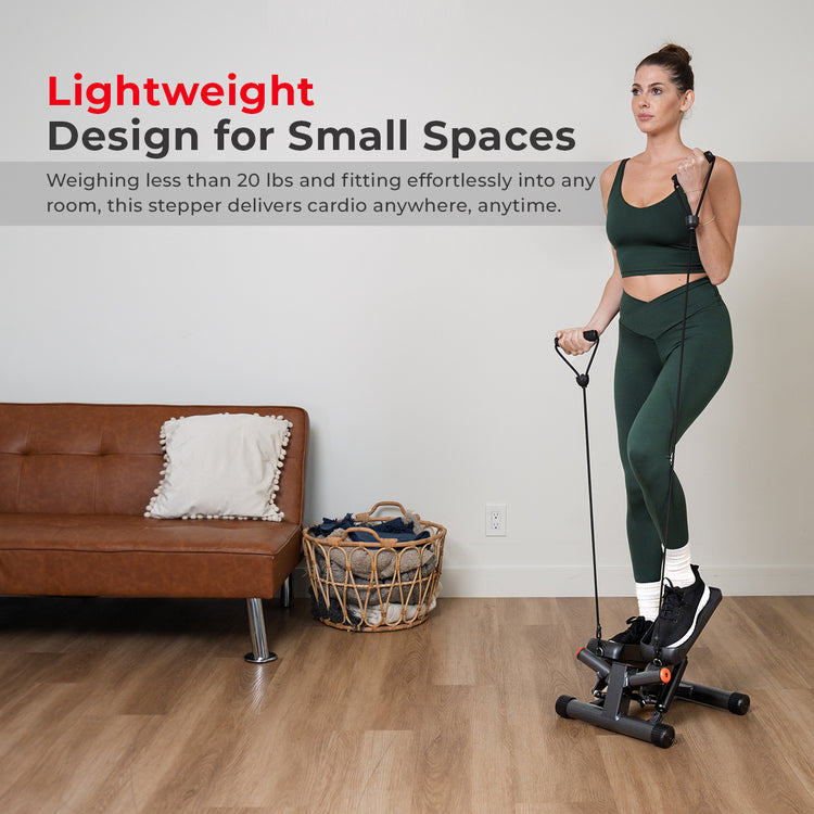 Lightweight Design for Small Spaces | Weighing less than 20 lbs and fitting effortlessly into any room, this stepper delivers cardio anywhere, anytime.