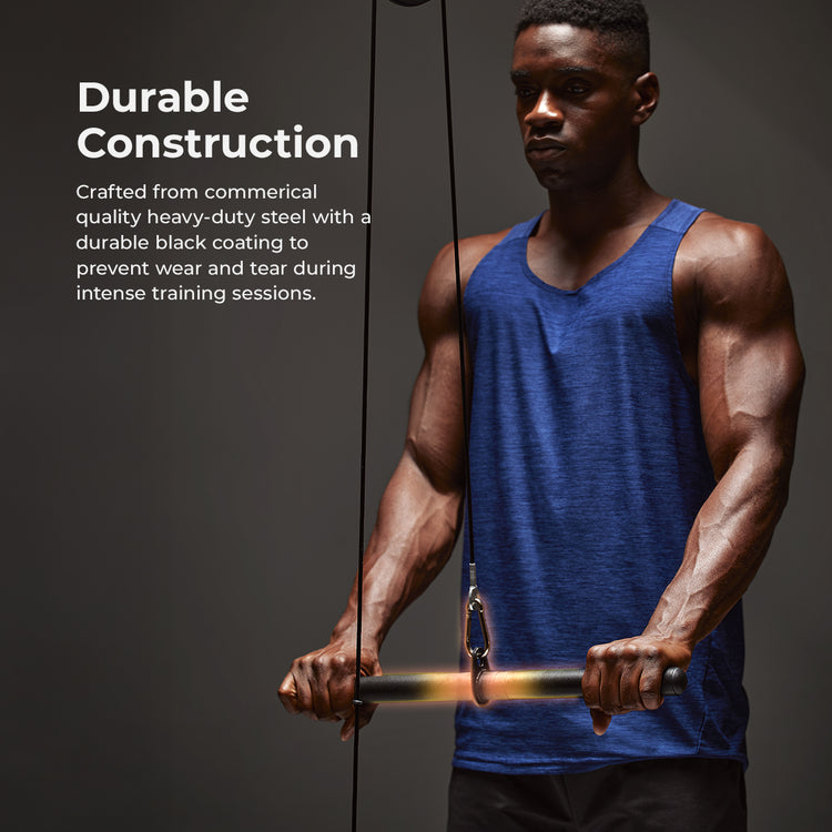 Crafted from commerical quality heavy-duty steel with a durable black coating to prevent wear and tear during intense training sessions.
