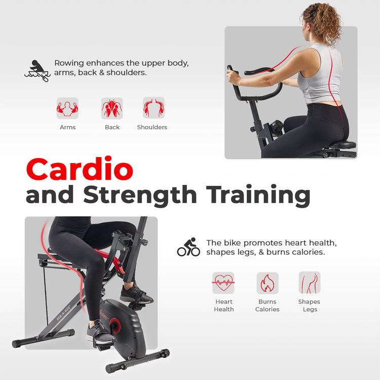 Smart 2 in 1 Upright Row-N-Ride® Squat Assist Trainer Machine and Exercise Bike