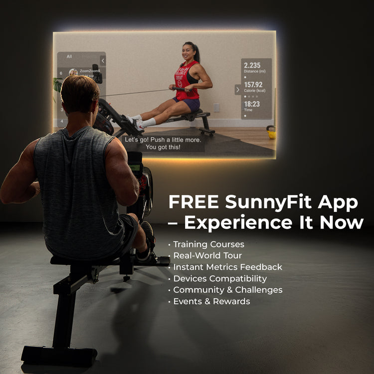 Premium Smart Magnetic Air Rower with Extended Rail