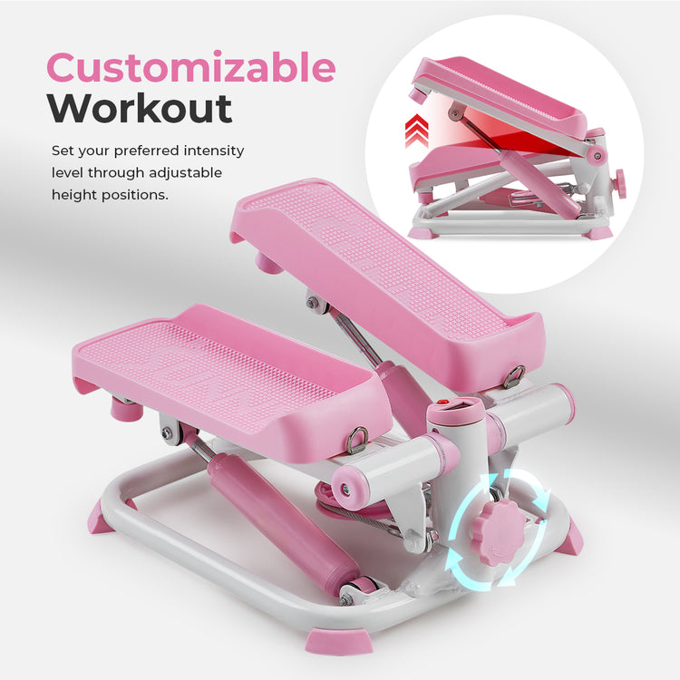 Smart Pink Mini Stepper with Resistant Bands