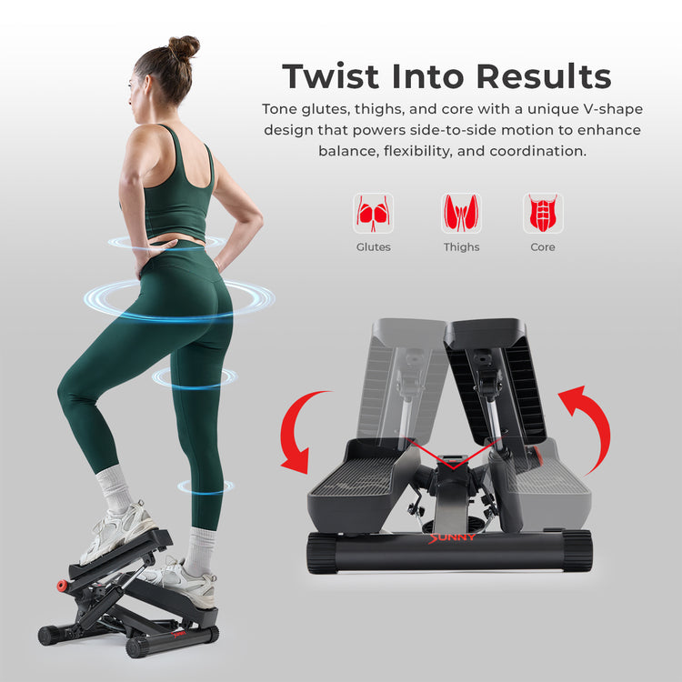 Twist Into Results | Tone glutes, thighs, and core with a unique V-shape design that powers side-to-side motion to enhance balance, flexibility, and coordination.