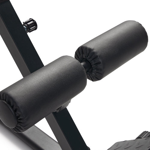 PADDED ROLLERS | Foam padded leg rollers ensure that your lower body is secure and protected for all manners for exercises.