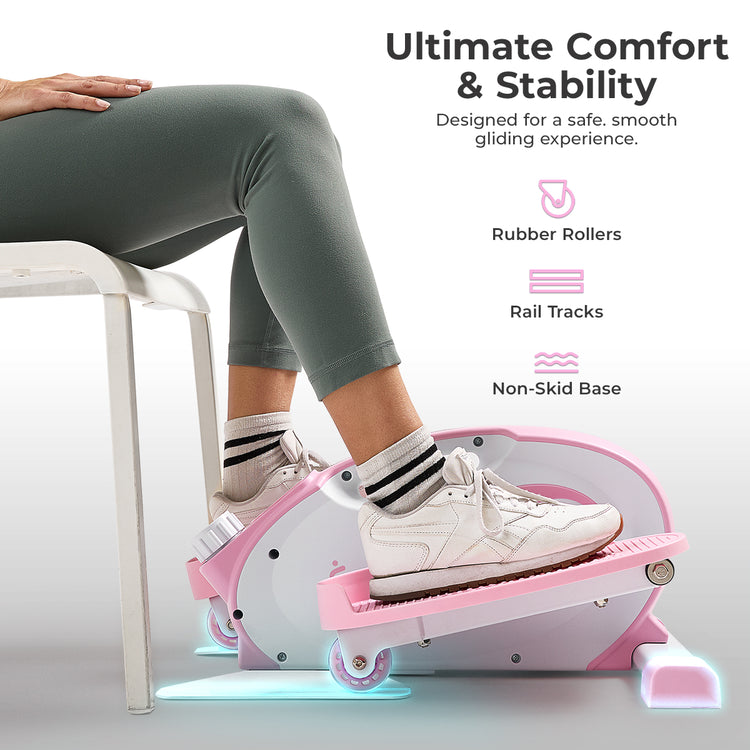Smart Pink Under Desk Mini Elliptical Exercise Trainer