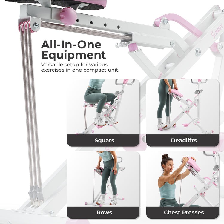 Pink Smart Upright Row-N-Ride® Squat Assist Trainer Machine for Abs and Glute Workout