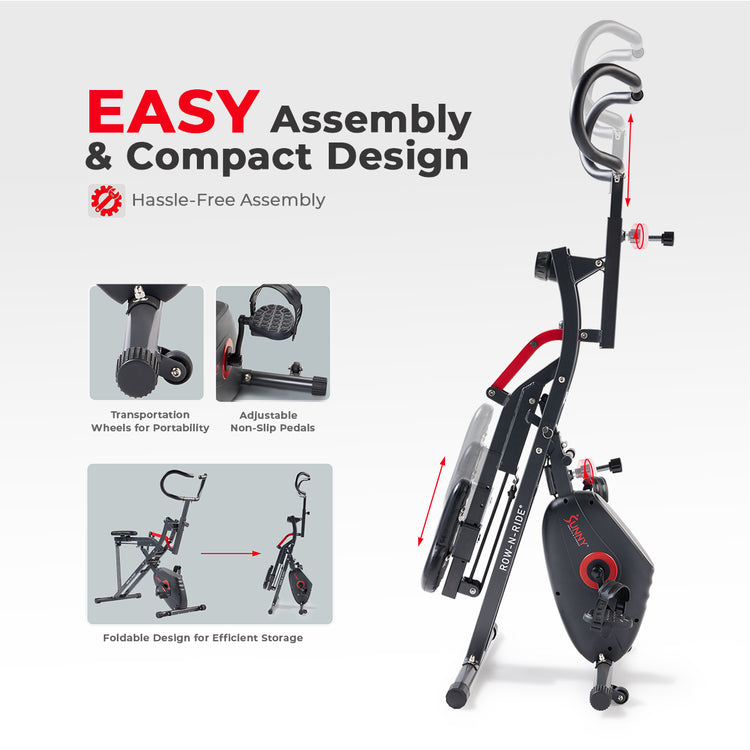 Smart 2 in 1 Upright Row-N-Ride® Squat Assist Trainer Machine and Exercise Bike