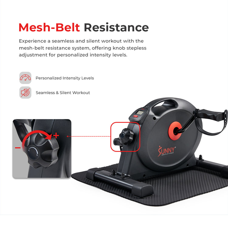 Mesh-Belt Resistance | Experience a seamless and silent workout with the mesh-belt resistance system, offering knob stepless adjustment for personalized intensity levels.