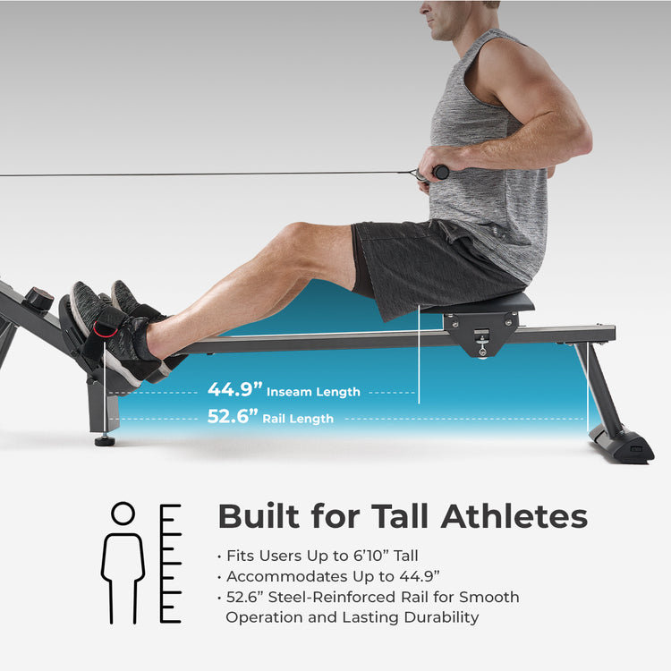Premium Smart Magnetic Air Rower with Extended Rail