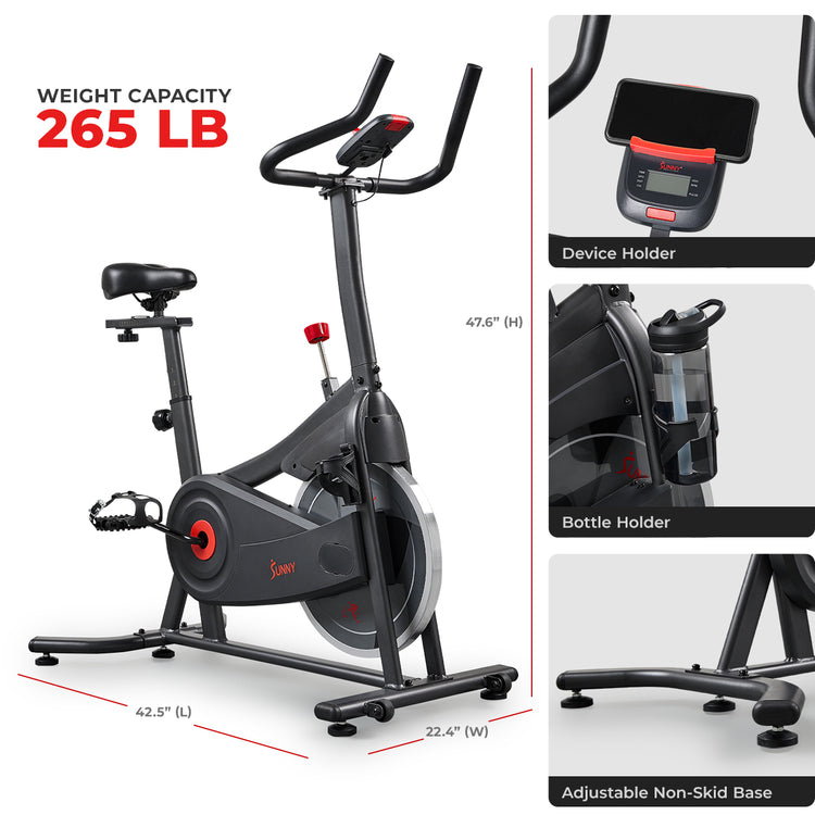 dimension/weight capacity/features | "• 42.5 x 22.4 x 47.6""
• weight capacity: 265 Lbs
• Device Holder
• Bottle Holder
• Adjustable Non-Skid Base"