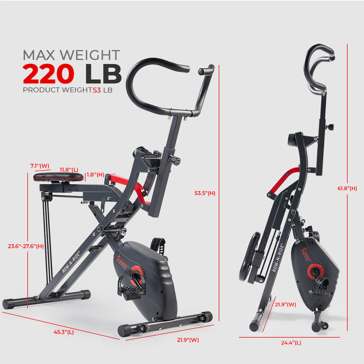 Smart 2 in 1 Upright Row-N-Ride® Squat Assist Trainer Machine and Exercise Bike
