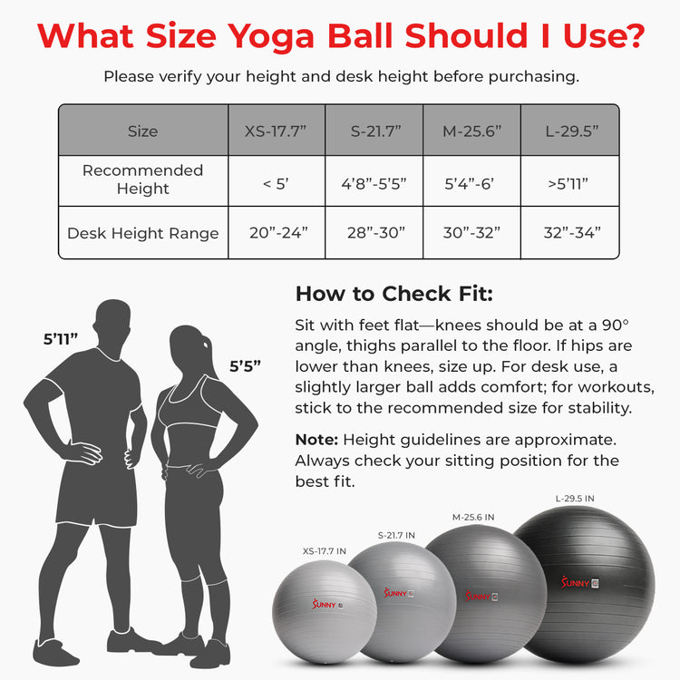 Premium Exercise Ball – 45–75 cm (Yoga / Stability Ball)