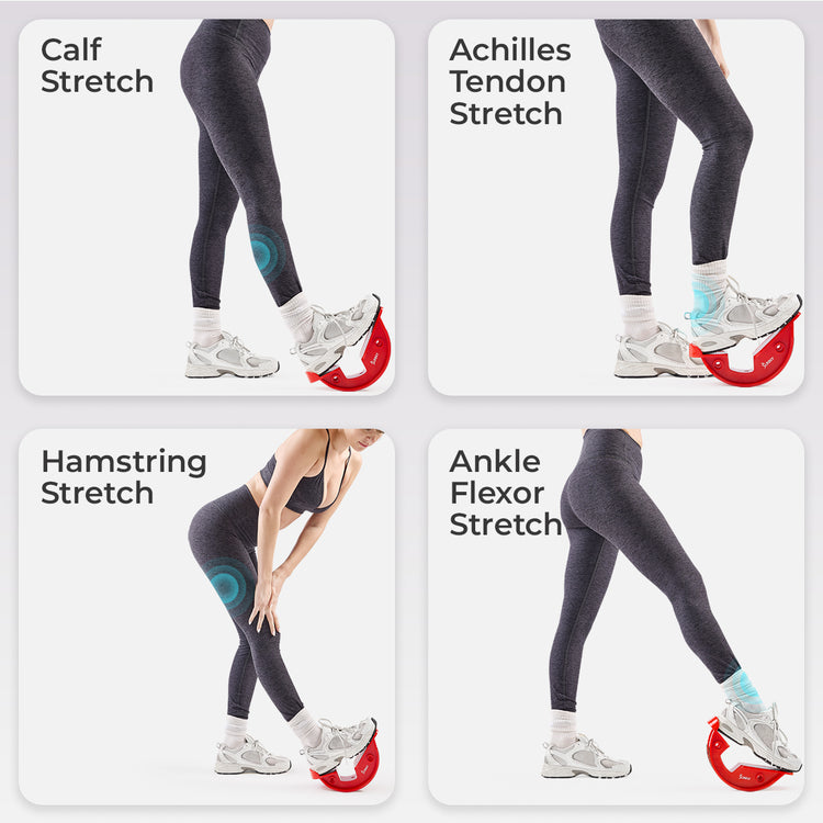 Calf & Hamstring Stretcher and Foot Rocker (Red)