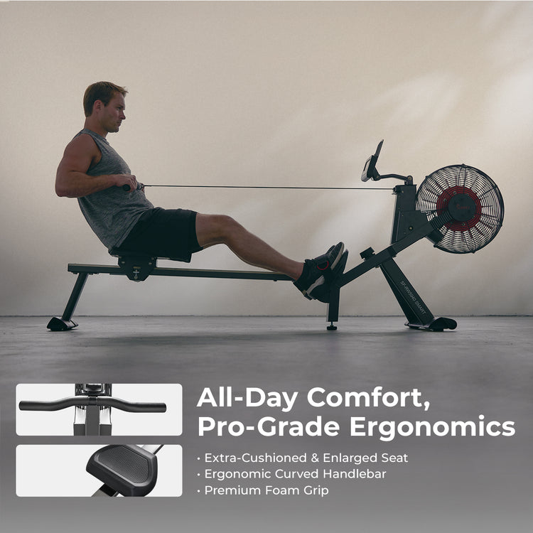 Premium Smart Magnetic Air Rower with Extended Rail