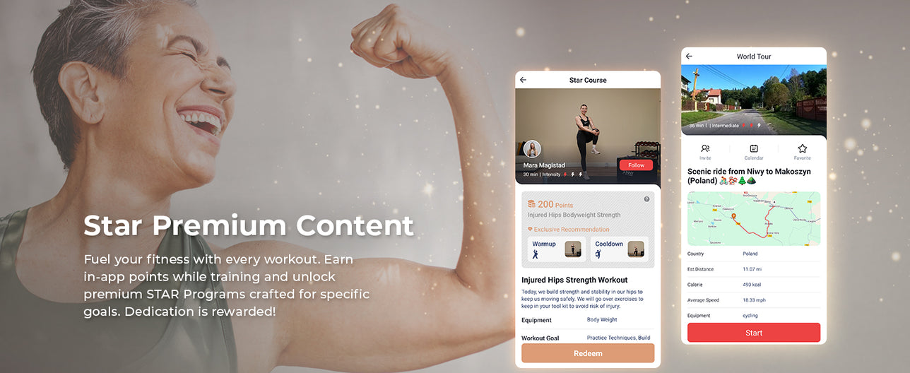 SunnyFit Star Premium Content | Fuel your fitness with every workout. Earn in-app points while training and unlock premium STAR Programs crafted for specific goals. Dedication is rewarded!