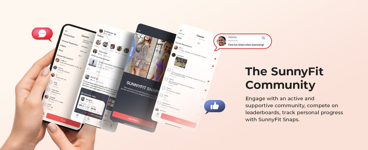 The SunnyFit Community | Engage with an active & supportive community, compete on leaderboards, track personal progress with SunnyFit Snaps.