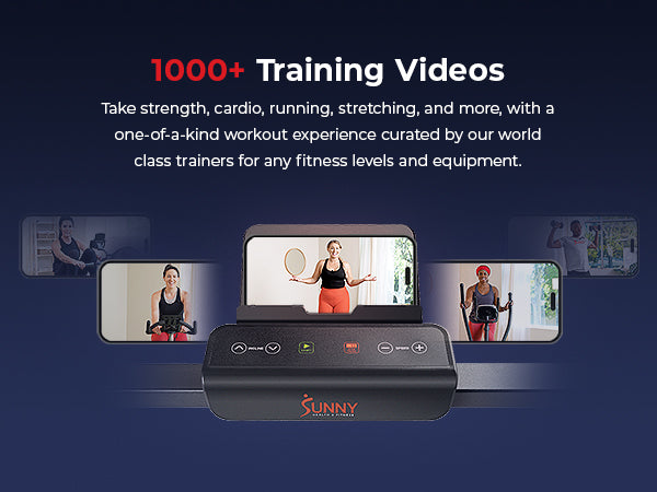 1000+ Training Videos	Explore | Take strength, cardio, running, stretching, and more, with a one-of-a-kind workout experience curated by our world class trainers for any fitness levels and equipment.