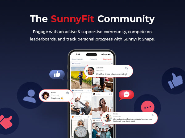 The SunnyFit Community | Engage with an active & supportive community, compete on leaderboards, track personal progress with SunnyFit Snaps.